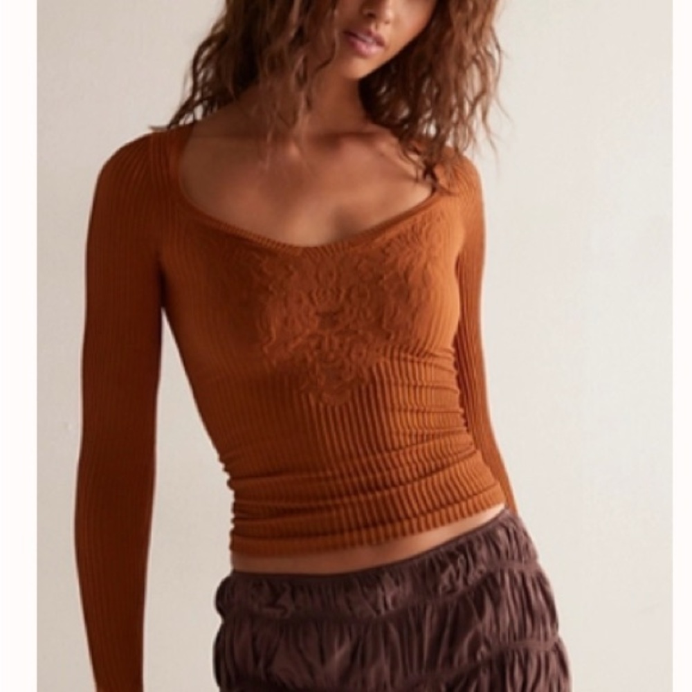Free People Dynamic Duo Long Sleeve Ribbed Top
